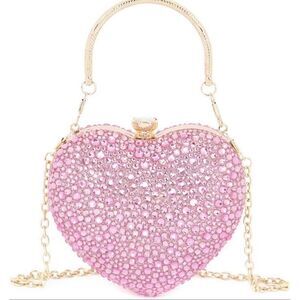 RAMLA Heart Shaped  Clutch Purse Jeweled Purses Rhinestone Bag for Women